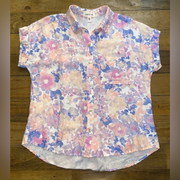 CLOTH & STONE Surf Shirt in blue and pink shades - Picture 3 of 12